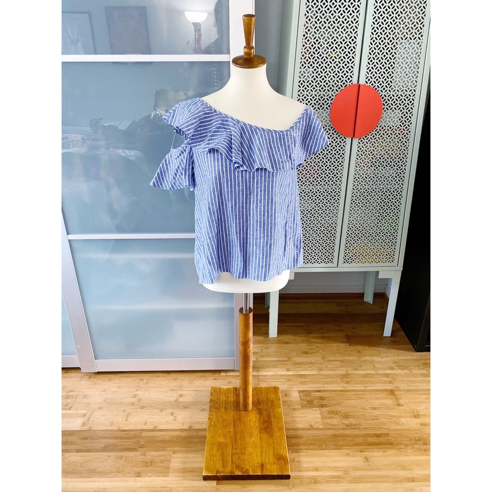 Madewell One Shoulder Ruffle Top - Brilliant Royal